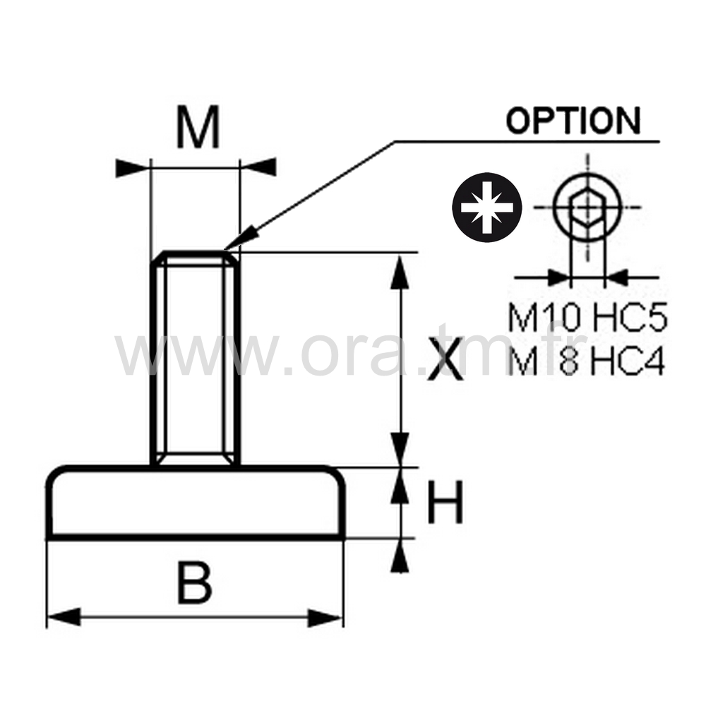 VPY - VERIN RIGIDE - BASE CYLINDRIQUE